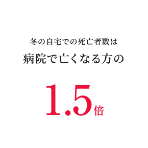 冬の自宅での死亡者数は病院で亡くなる方の1.5倍